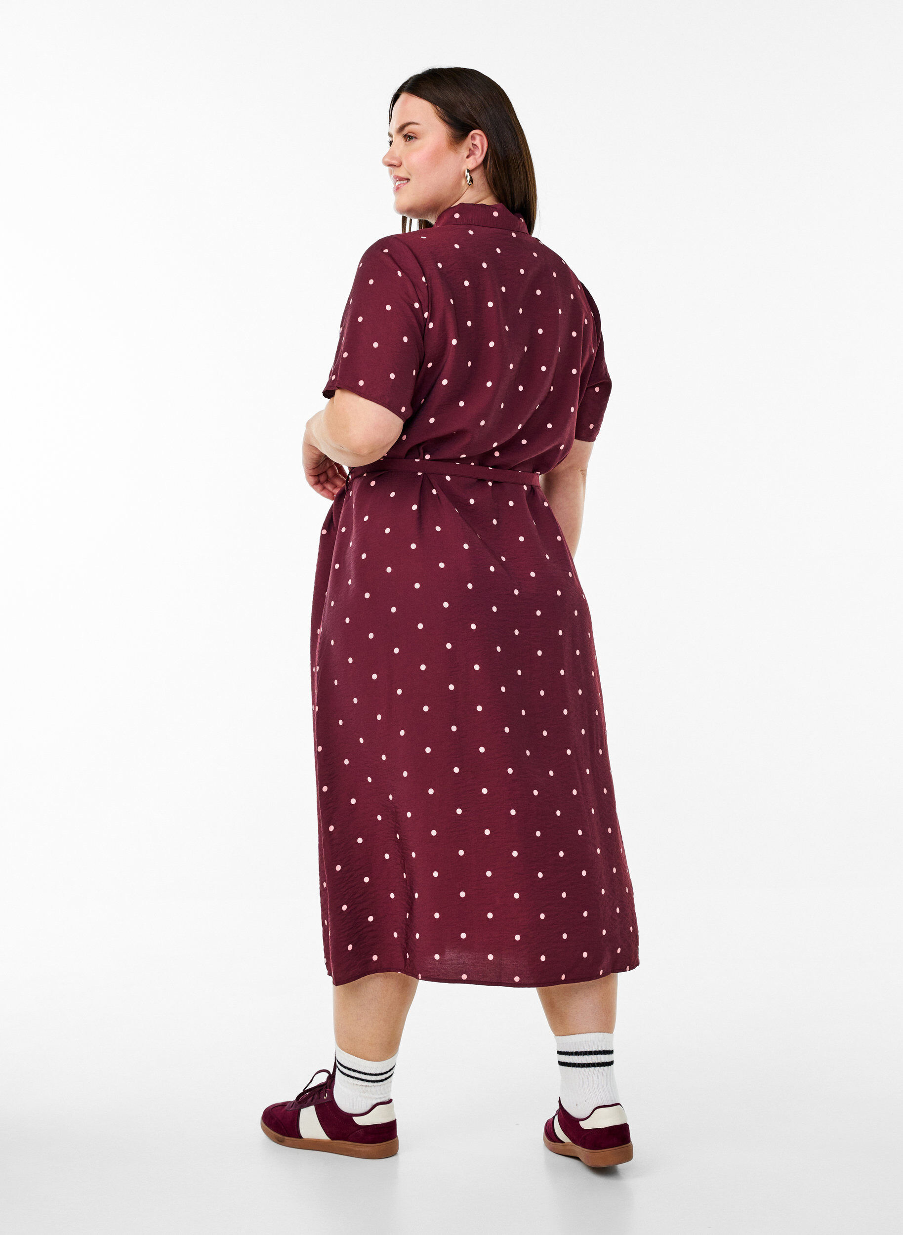 ZizziMidikleid aus Hemd mit Polka Dots, Rot, Model image number 2