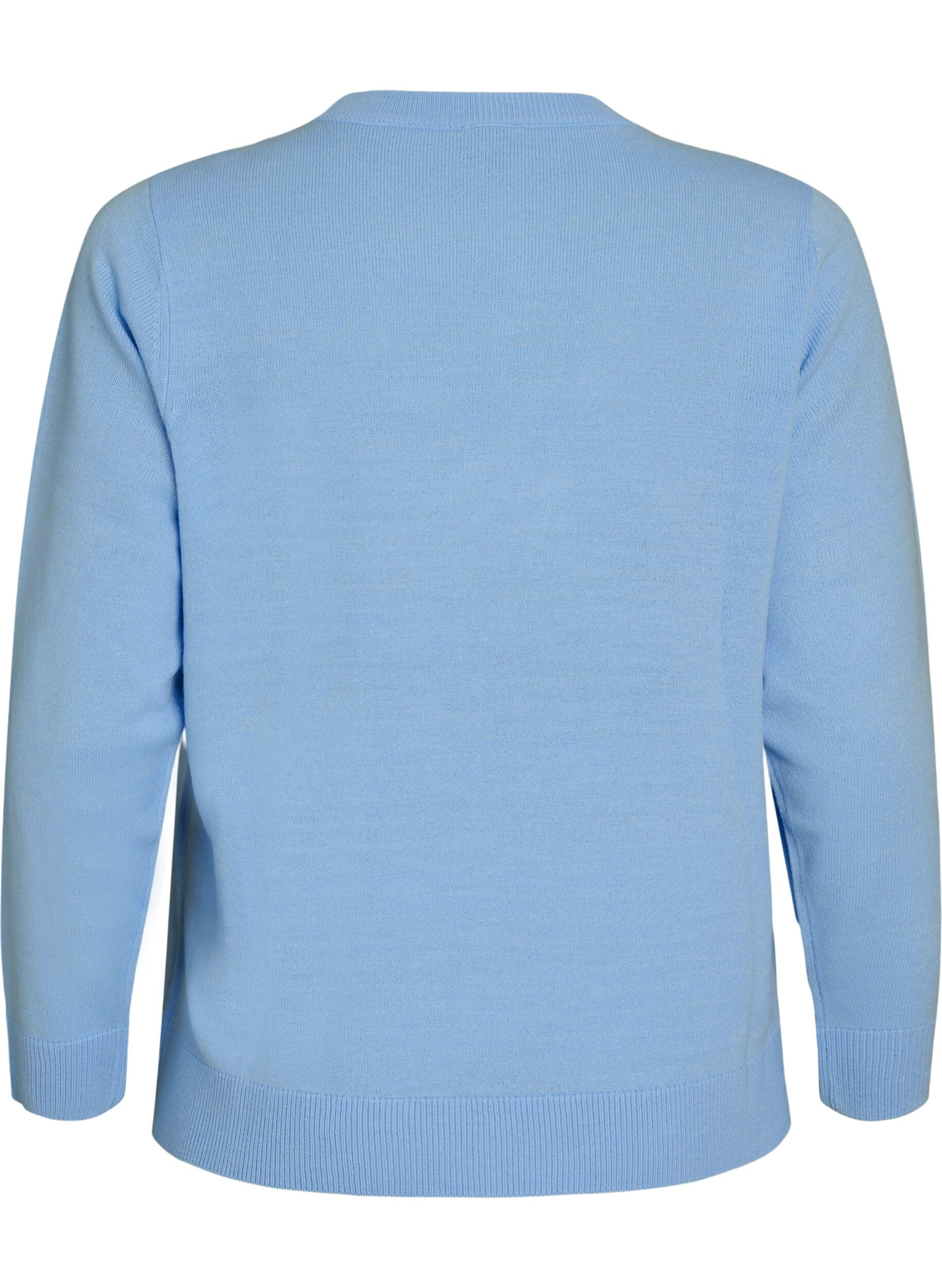 ZizziStrickbluse mit Weihnachtsmotiv, Blau, Packshot image number 1