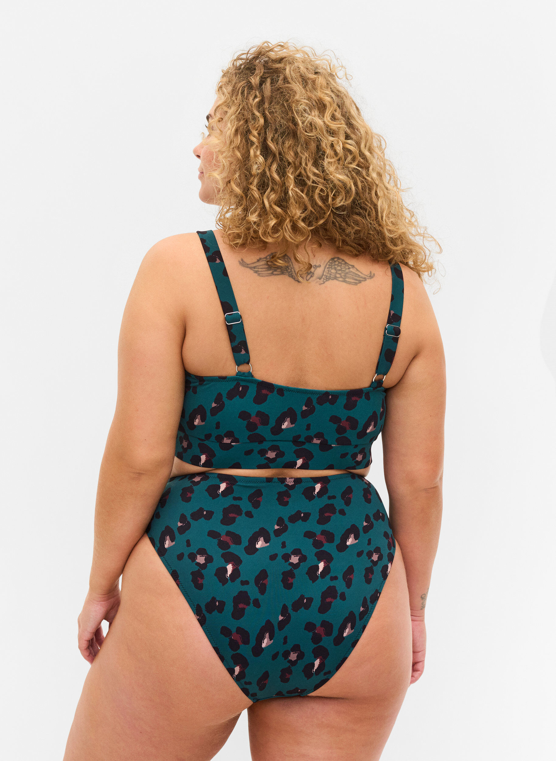 ZizziHochtaillierte Bikinihose, Teal Leopard, Model image number 1