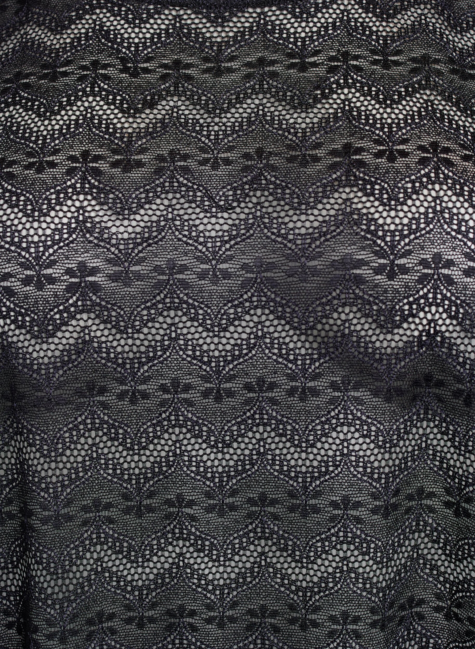 ZizziSpitzenbluse mit kurzen &Auml;rmeln und wellenf&ouml;rmigem Saum, Schwarz, Packshot image number 2