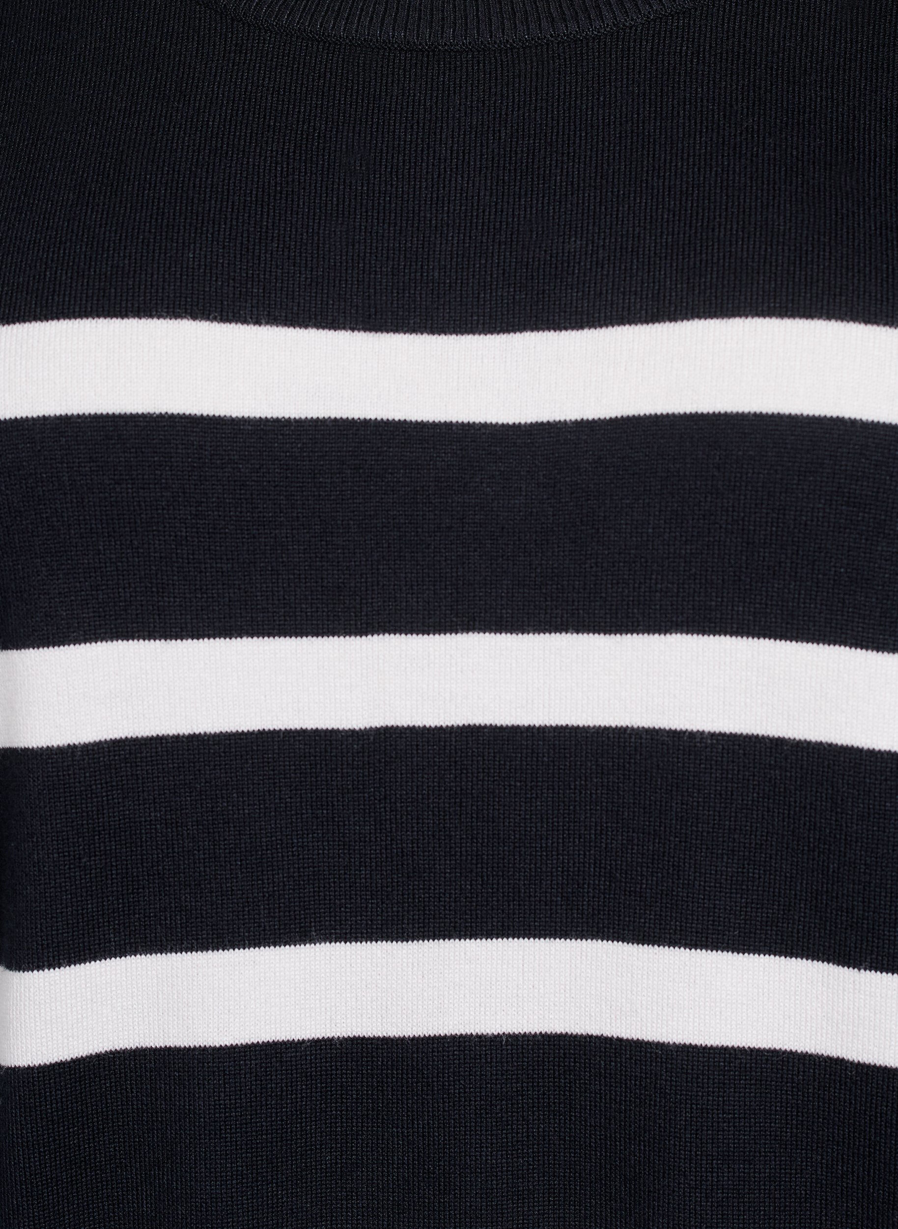 ZizziGestreiftes Stricktop mit kurzen &Auml;rmeln, Schwarz, Packshot image number 2