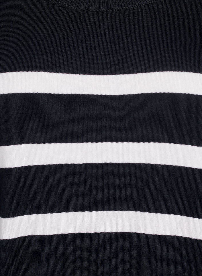Gestreiftes Stricktop mit kurzen &Auml;rmeln, Schwarz, Packshot image number 2