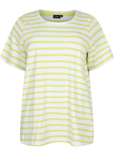 Gestreiftes T-Shirt aus Baumwolle, Wild Lime Stripes, Packshot image number 0