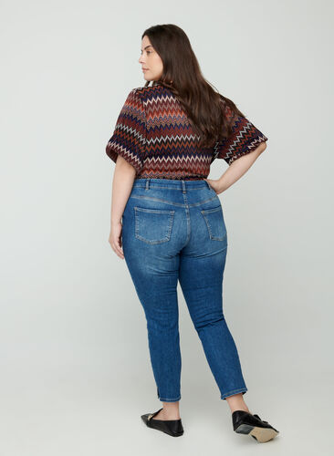 Sanna Jeans mit Schlitz am Fuß, Dark blue denim, Model image number 0