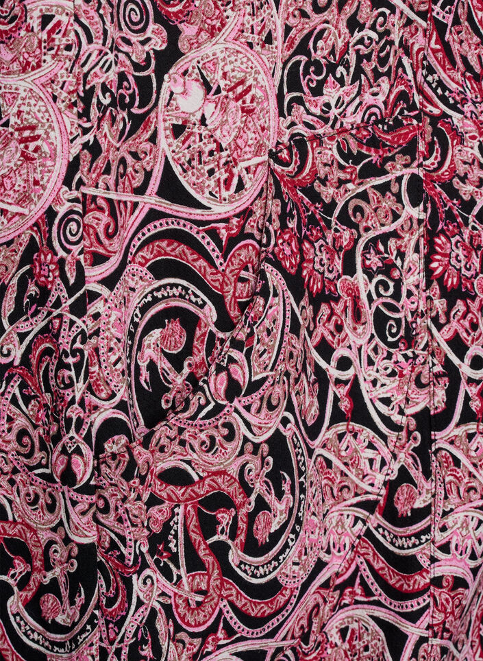 Kurzärmliges Baumwollkleid mit Print, Schwarz, Packshot image number 3