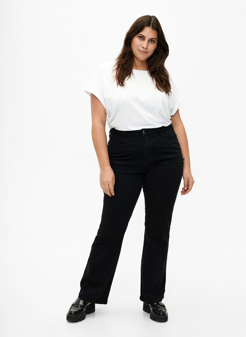 Ellen Bootcut-Jeans mit hoher Taille, Schwarz, Model image number 0