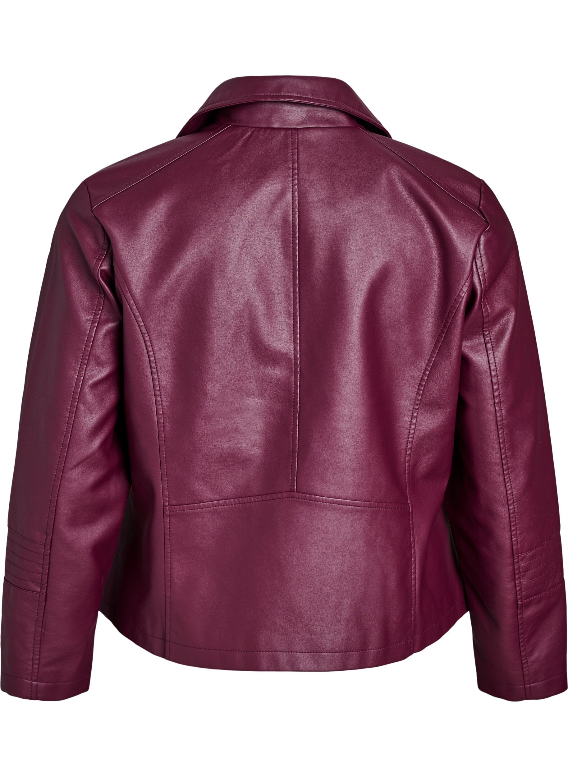 ZizziBikerjacke aus Kunstleder, Dunkles Bordeaux, Packshot image number 1