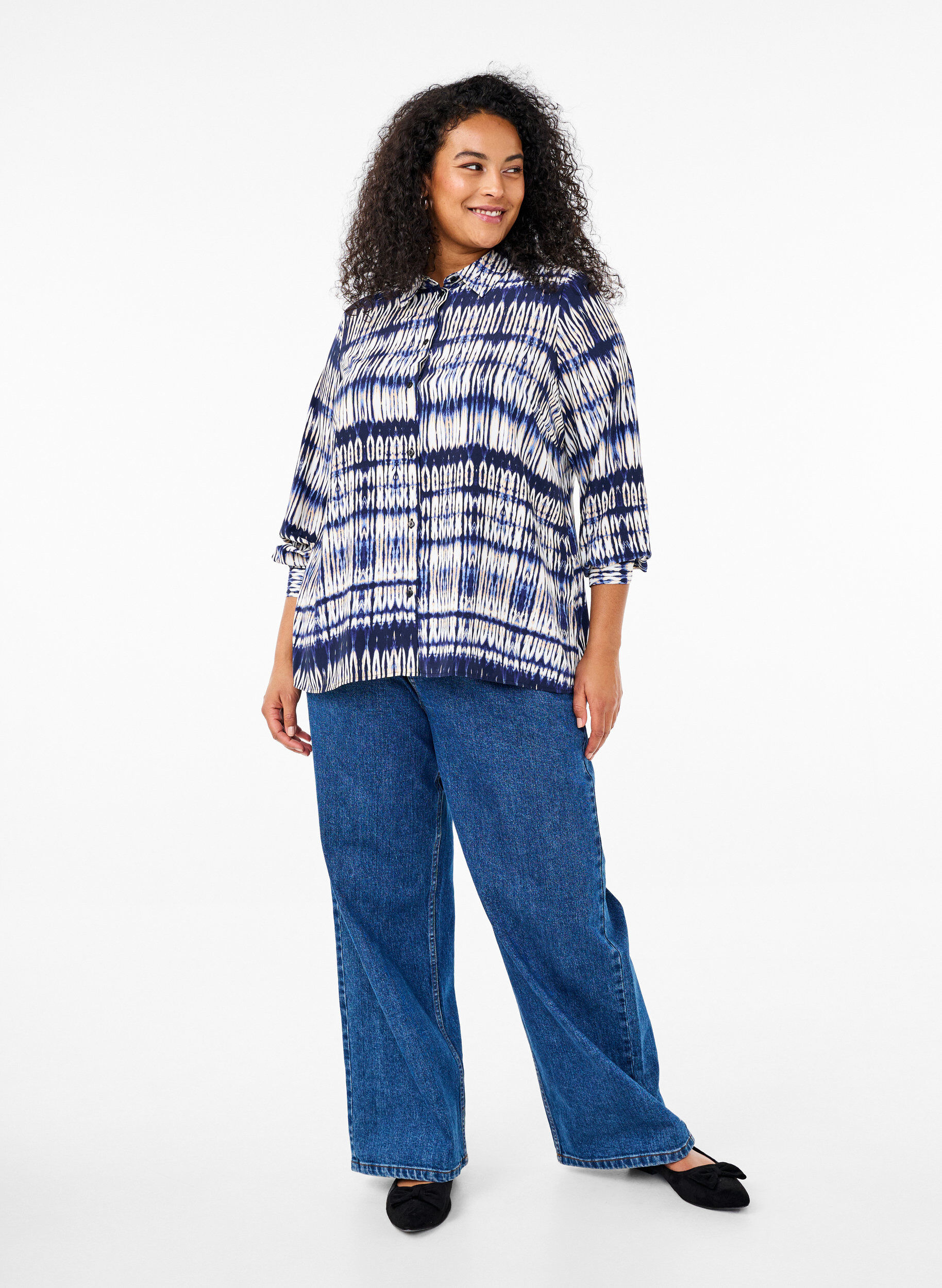 ZizziGemusterte Bluse, Blau, Model image number 1