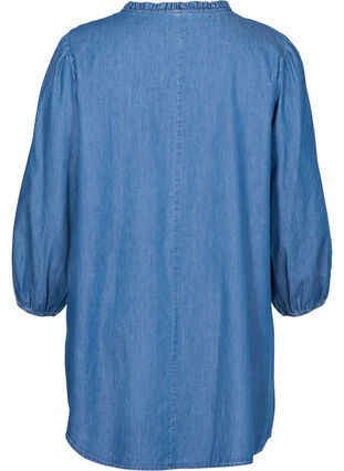 Denimkleid aus Baumwolle mit Bindedetail, Blue denim, Packshot image number 1