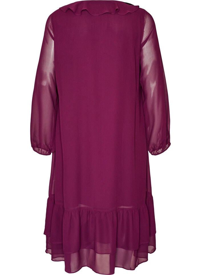 Partykleid mit R&uuml;schendetails und V-Ausschnitt, Rot, Packshot image number 1