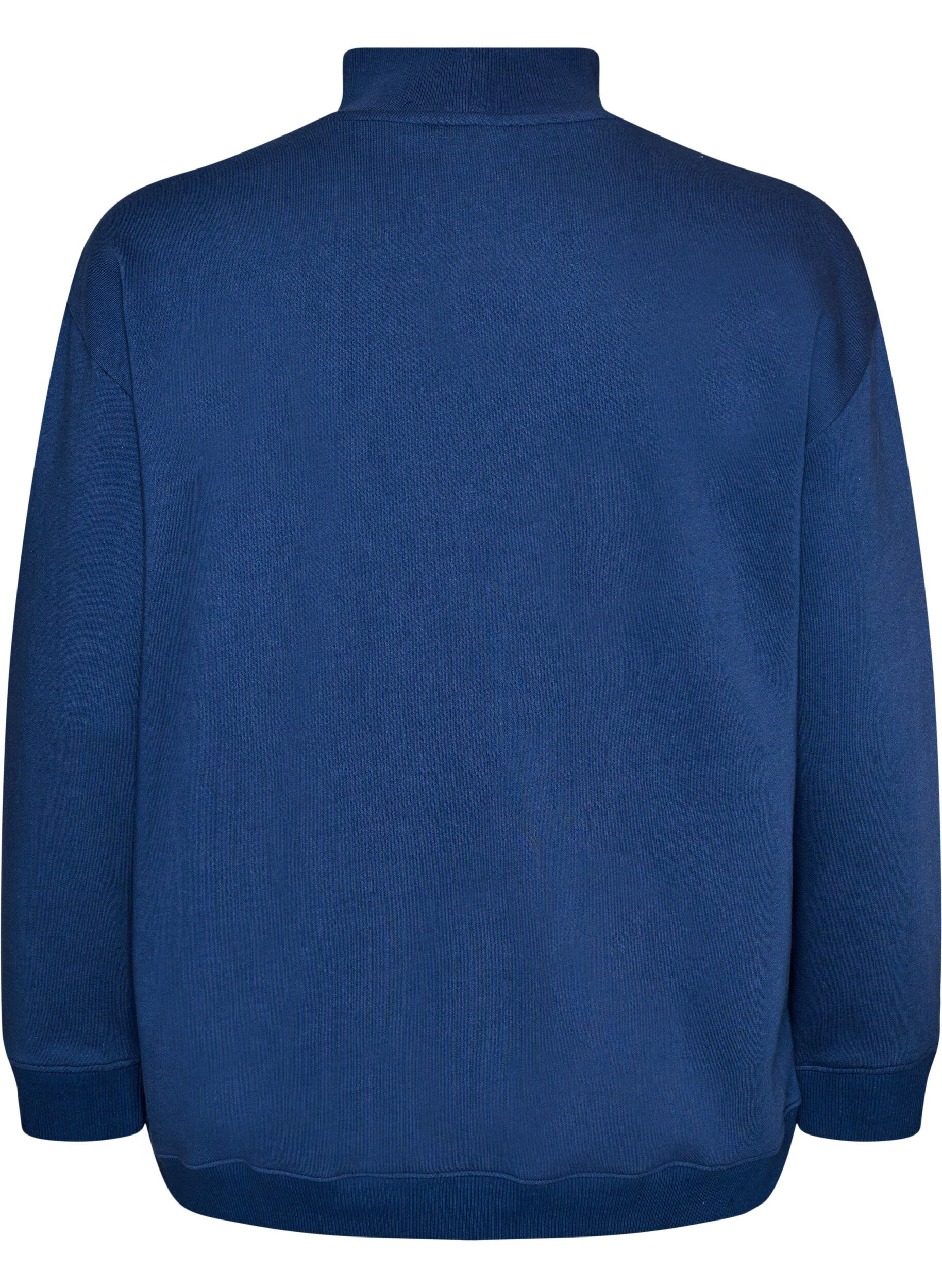 ZizziSweatshirt mit hohem Kragen und sportlichem Frontmotiv, Blau, Packshot image number 1