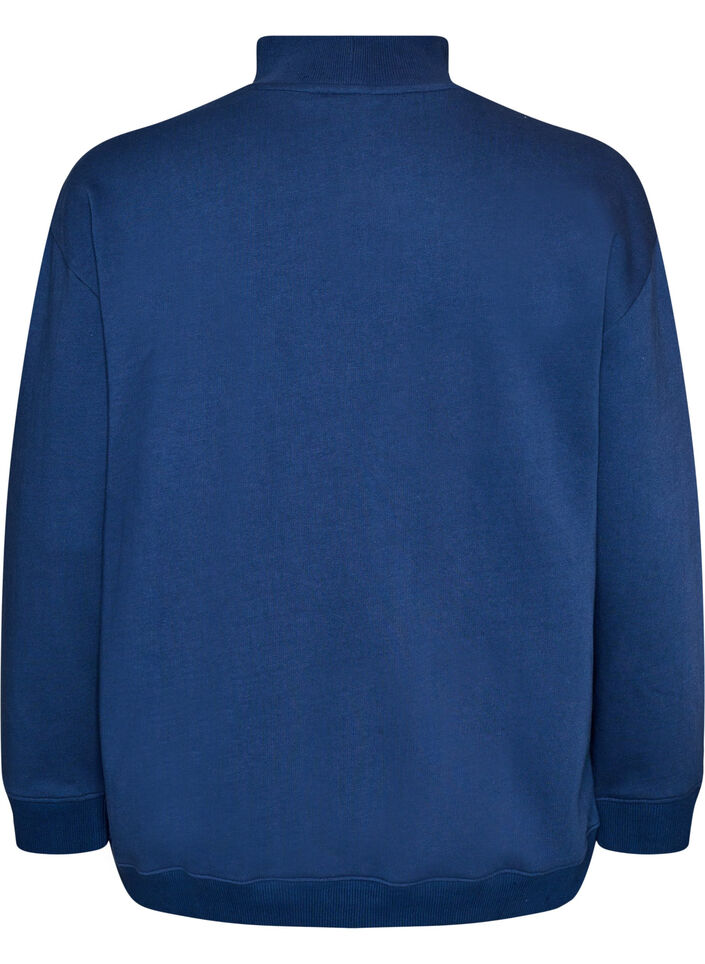 Sweatshirt mit hohem Kragen und sportlichem Frontmotiv, Blau, Packshot image number 1