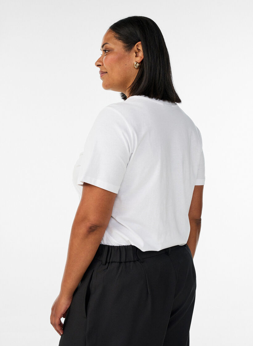 T-shirt aus Baumwolle mit Print, Wei&szlig;, Model