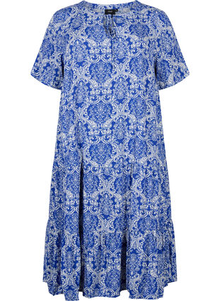 Kurzärmliges Viskose-Kleid mit Aufdruck, S. the web Oriental, Packshot image number 0
