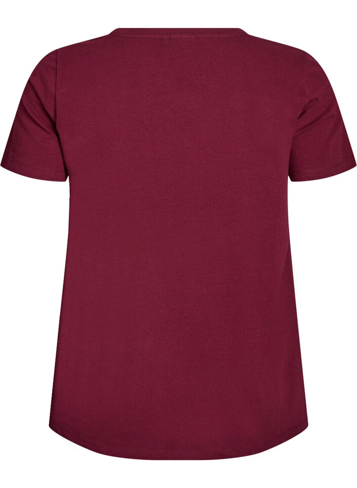 Einfarbiges basic T-Shirt aus Baumwolle, Dunkles Bordeaux, Packshot image number 1