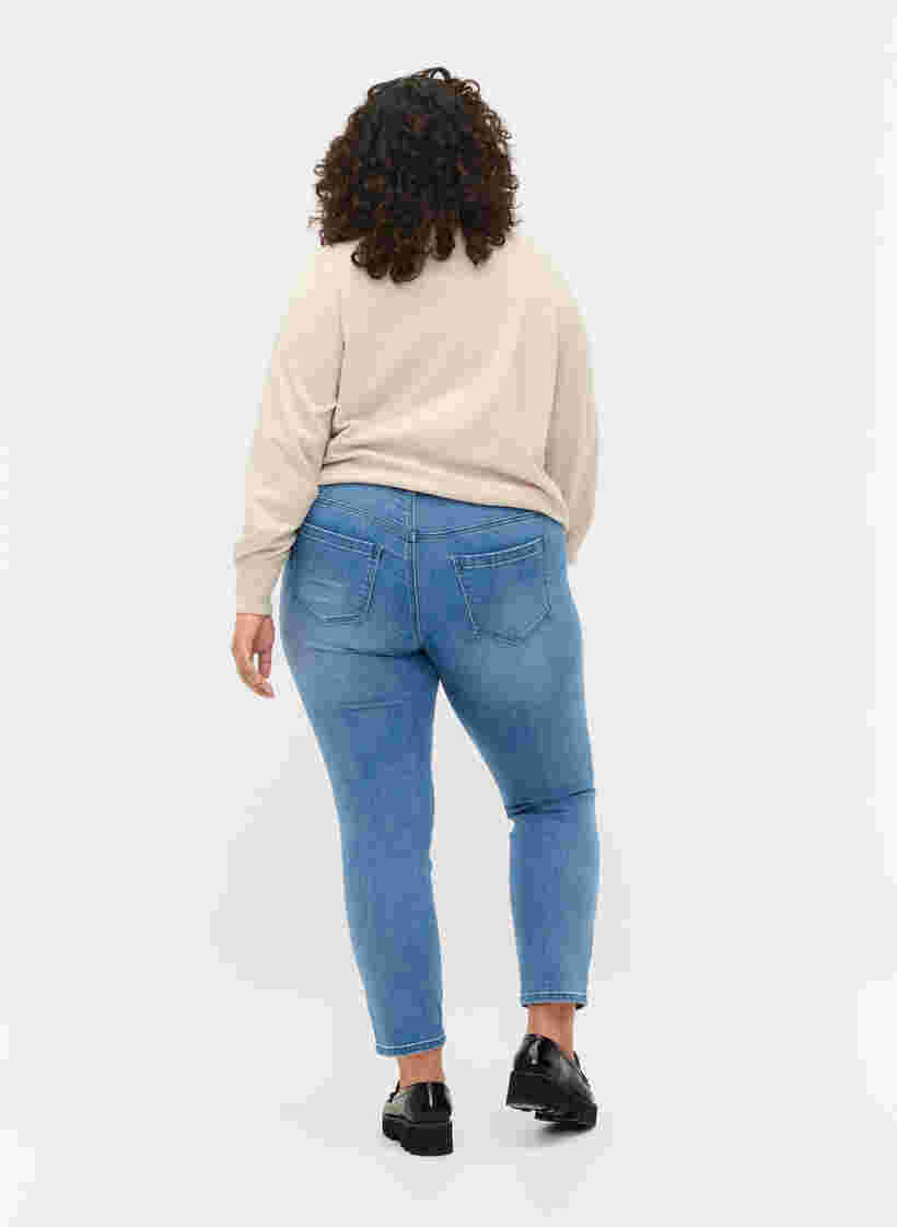 Cropped Emily Jeans mit Stickerei, Blue denim, Model image number 1