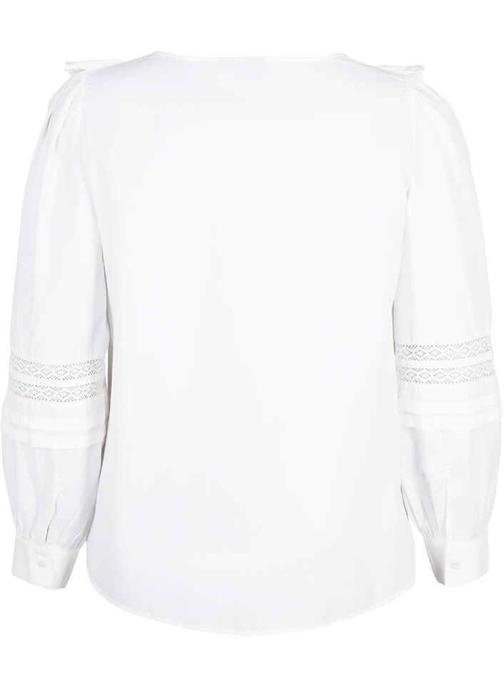 Bluse mit Ruffles und Lace Trim, Weiß, Packshot image number 1