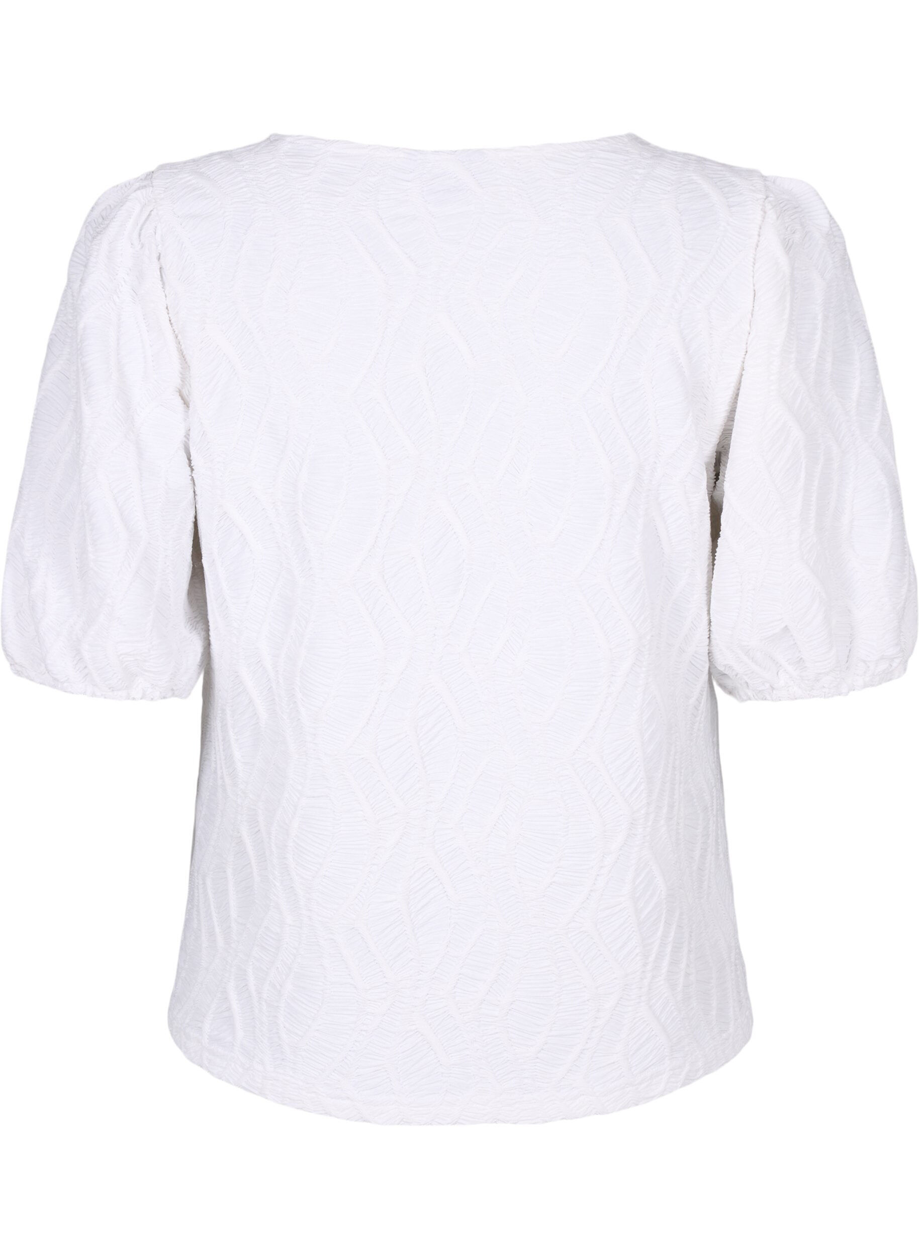 ZizziStrukturierte Bluse mit kurzen &Auml;rmeln, Bright White, Packshot image number 1