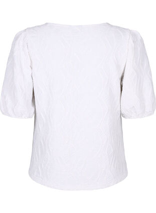 Strukturierte Bluse mit kurzen Ärmeln, Bright White, Packshot image number 1