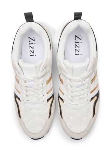 Sneakers mit breiter Passform, White/Gold, Packshot image number 1