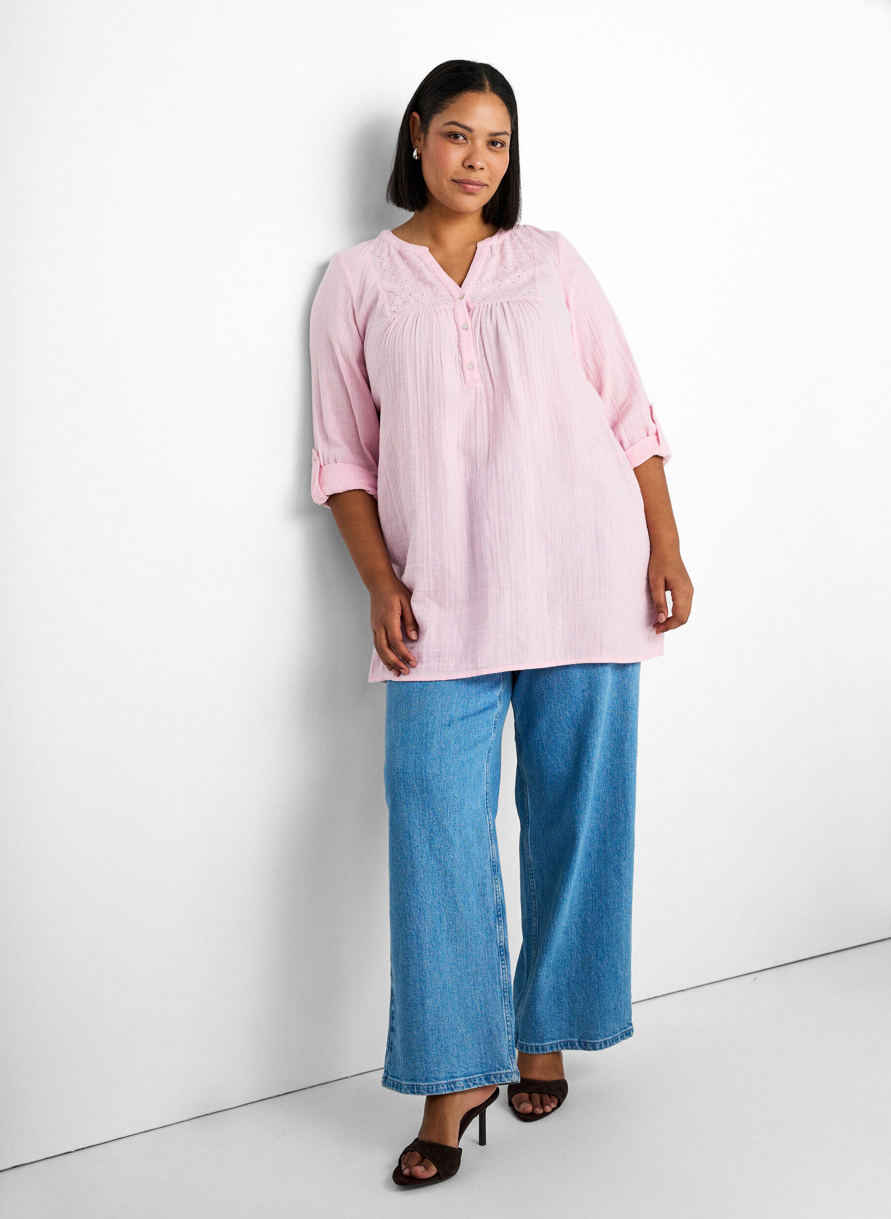 ZizziTunika aus Baumwollmusselin mit Broderie Anglaise, Rot, Image image number 0