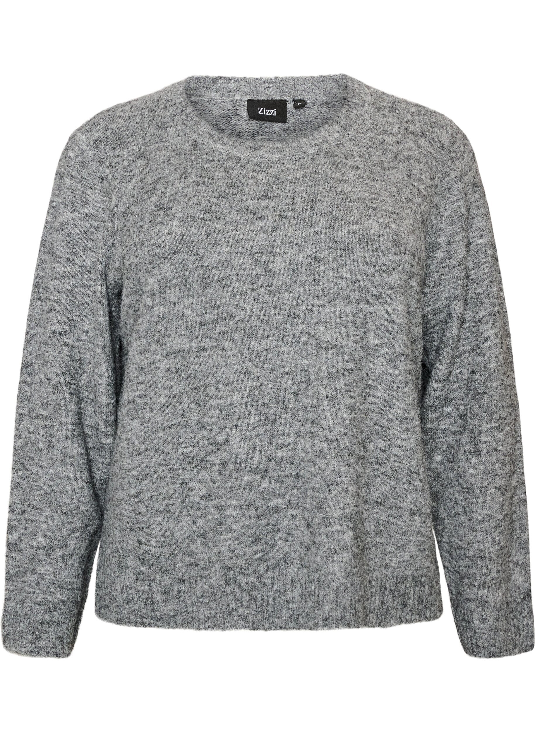 ZizziLockerer Pullover mit Rundhalsausschnitt, Grau, Packshot image number 0