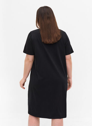 Kurzarm Nachthemd aus Baumwolle, Black w. Copper MOM, Model image number 1