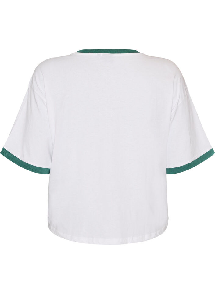 T-Shirt aus Baumwolle mit Textprint und Boxy-Fit, Wei&szlig;, Packshot image number 1