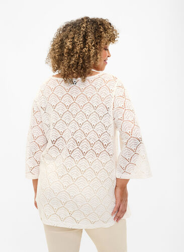 Crochet Bluse mit 3/4 Pins, Sandshell, Model image number 1