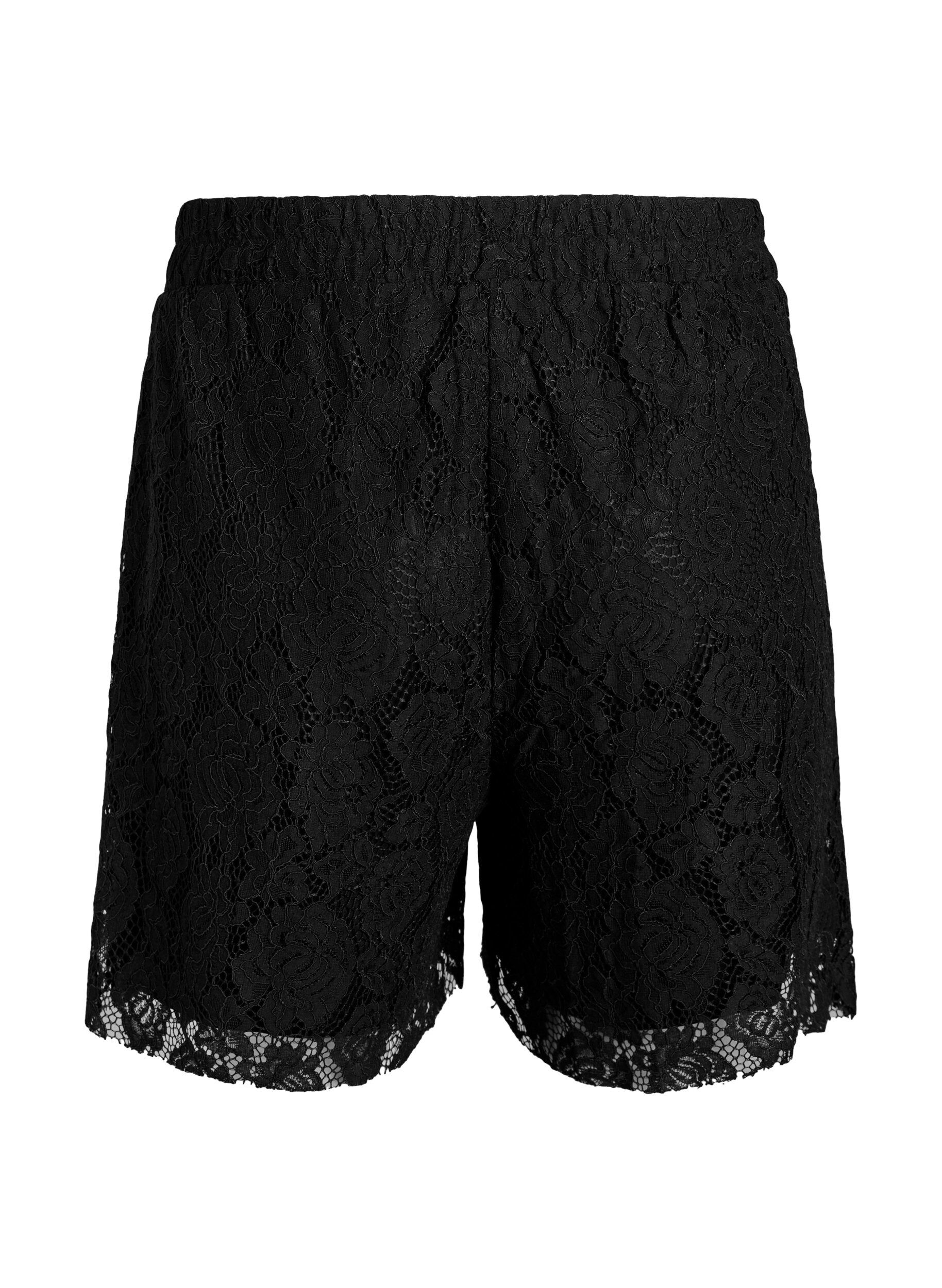 ZizziLockere Spitzenshorts, Schwarz, Packshot image number 1