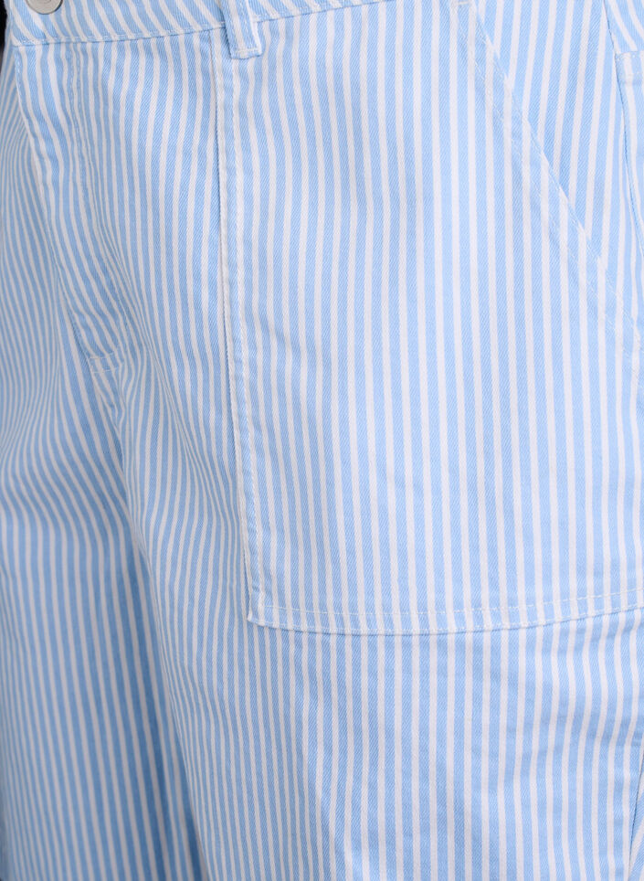 Bermuda-Shorts mit hohem Bund und Streifenmuster, Blau, Packshot image number 2