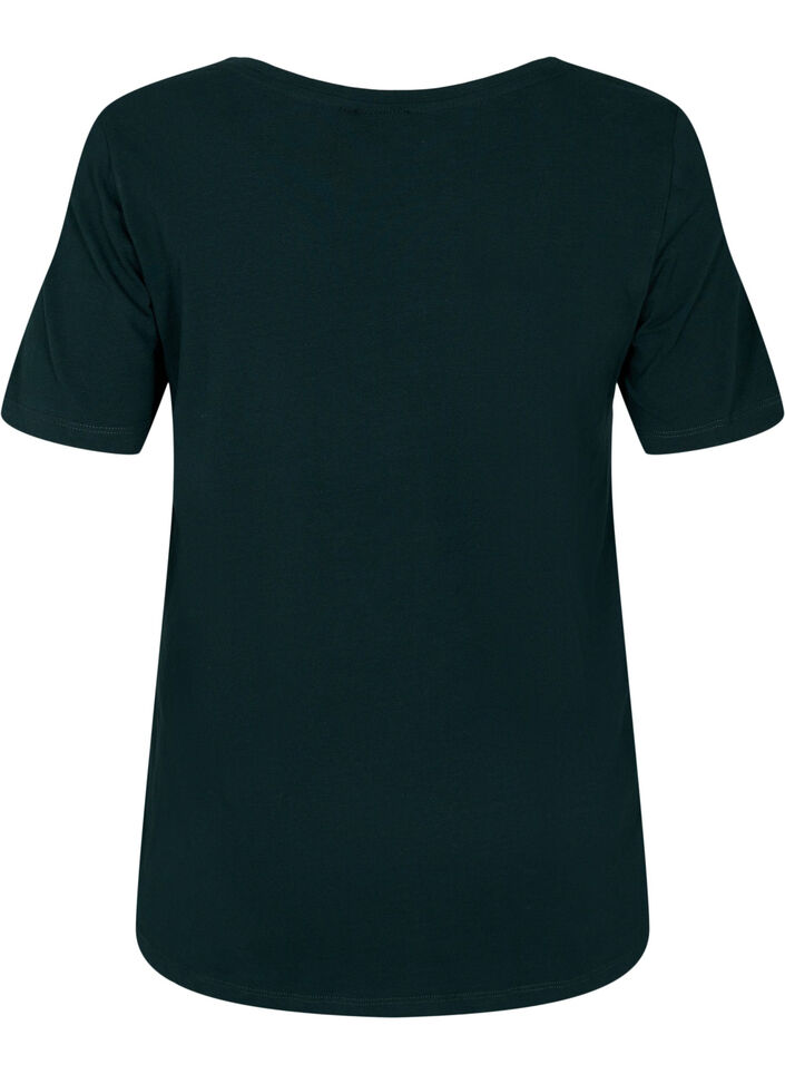 Einfarbiges basic T-Shirt aus Baumwolle, Gr&uuml;n, Packshot image number 1