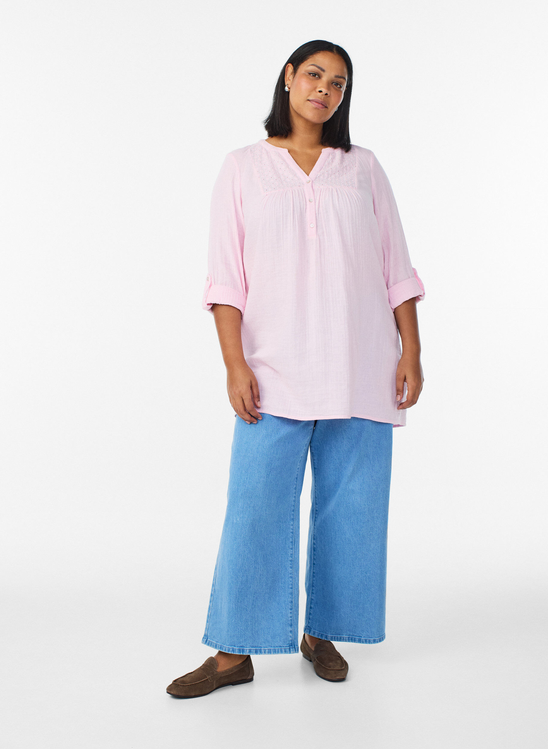 ZizziTunika aus Baumwollmusselin mit Broderie Anglaise, Rot, Model image number 1