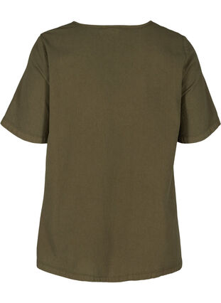 Kurzarm Bluse aus Baumwolle, Ivy Green, Packshot image number 1