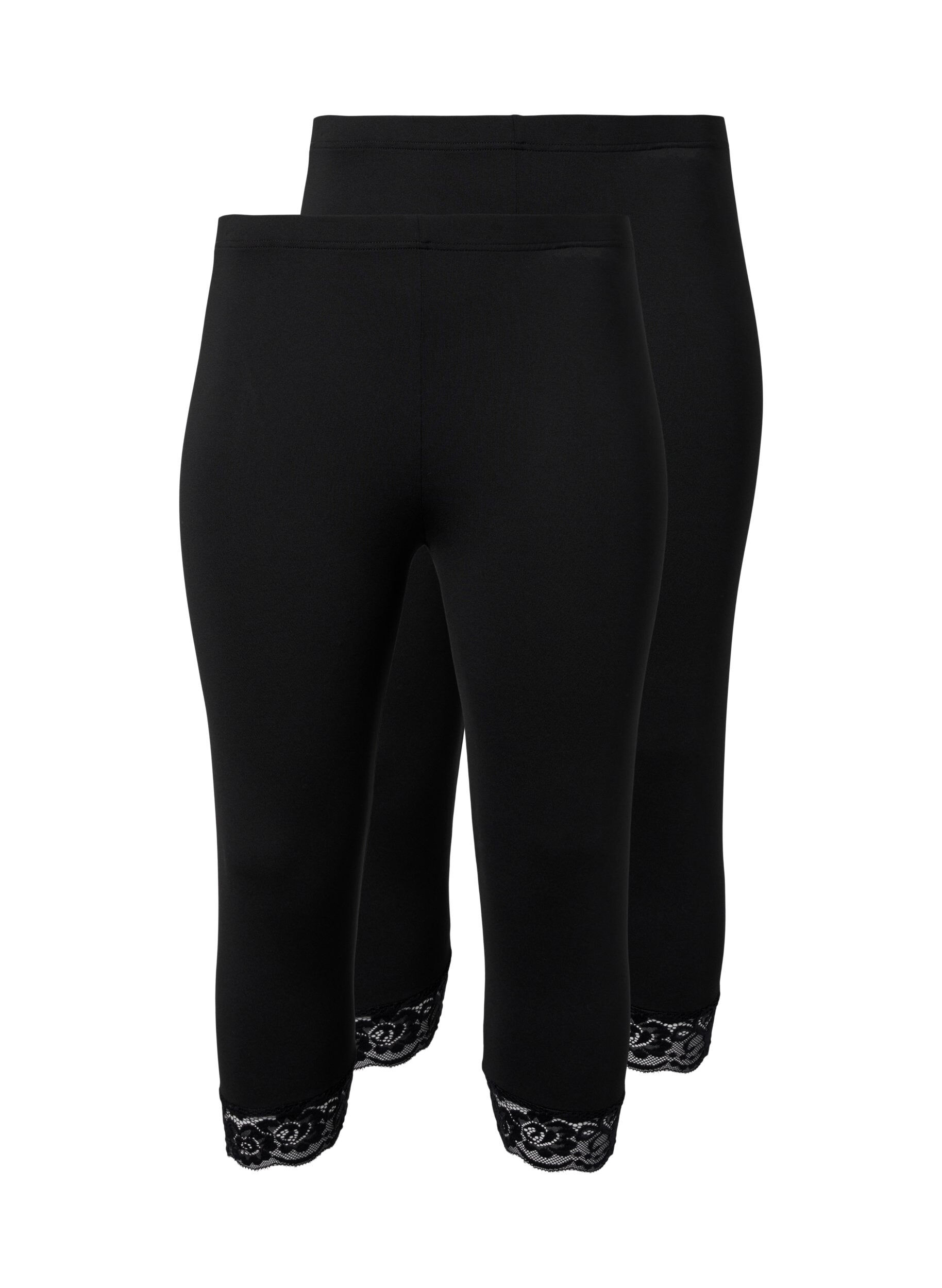 Zizzi2er-Pack 3/4 Leggings mit Spitze, Black / Black, Packshot image number 0