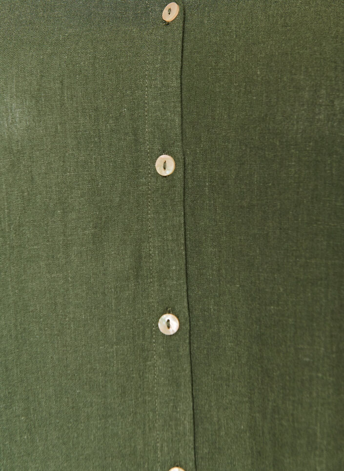 Bluse aus Leinen und Viskose mit V-Ausschnitt, Gr&uuml;n, Packshot image number 2