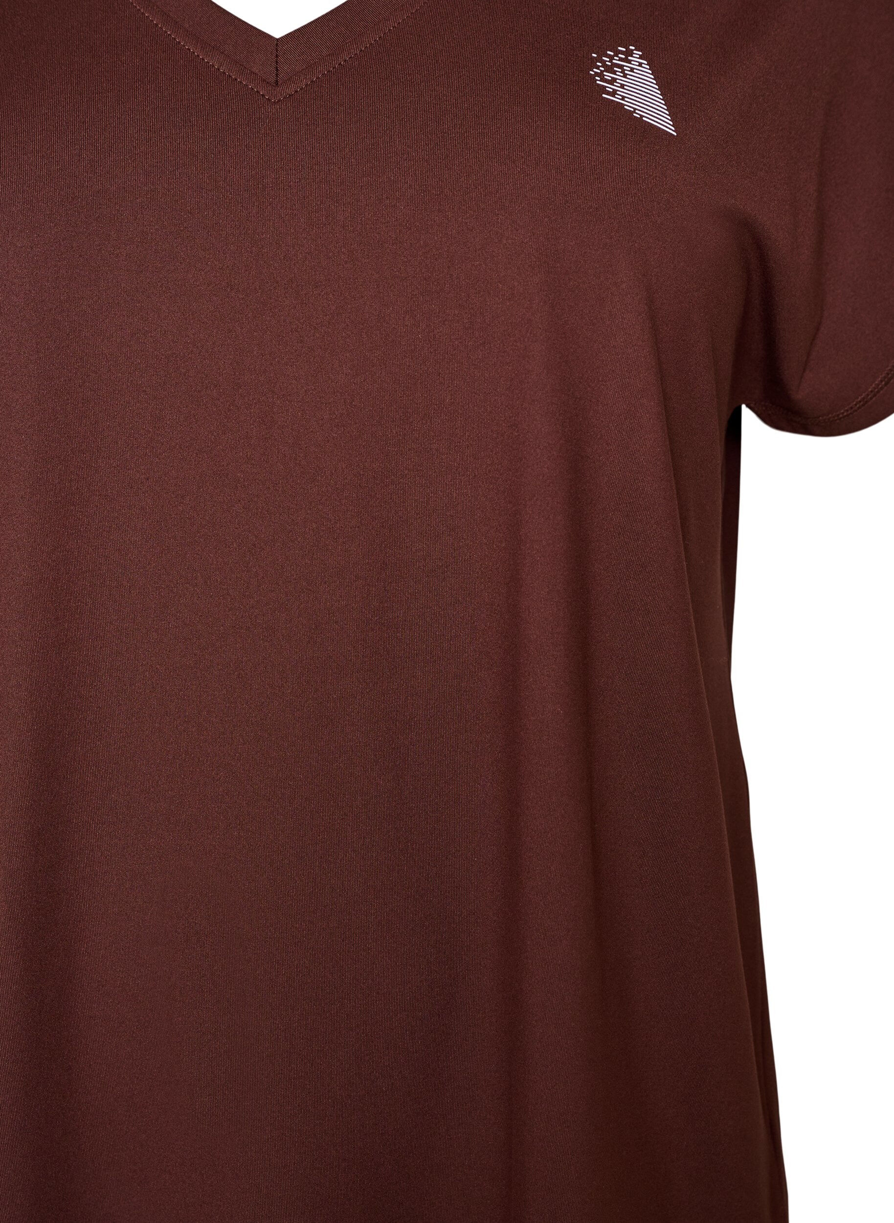 ZizziLockeres Trainings-T-Shirt mit V-Ausschnitt, Braun, Packshot image number 2