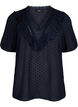 Bluse mit kurzen Ärmeln und gepunkteter Struktur, Night Sky, Packshot image number 0