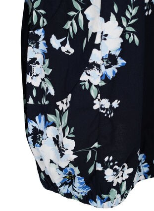 Kurzarm Baumwollkleid mit Print, Black Blue Flowers, Packshot image number 3