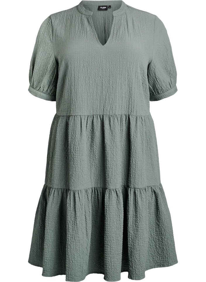 Kurzes A-Linien-Kleid, Gr&uuml;n, Packshot image number 0