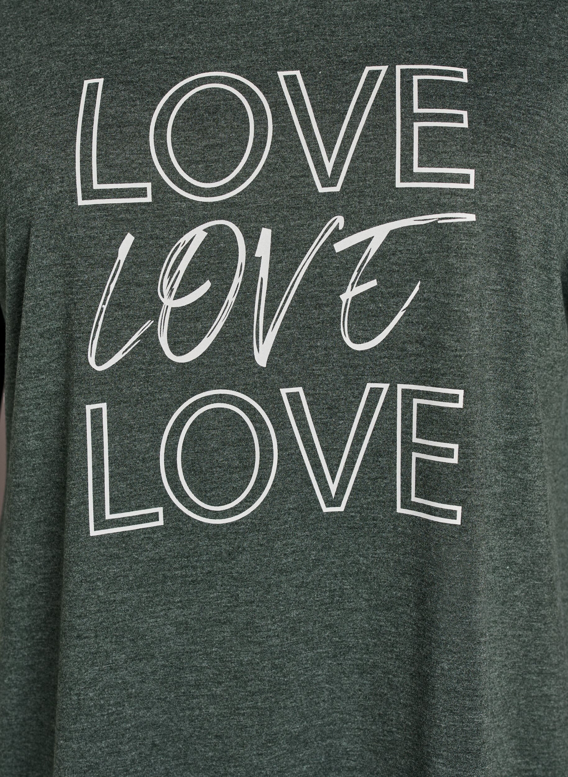 ZizziKurz&auml;rmliges Nachthemd mit Textdruck, Gr&uuml;n, Packshot image number 2