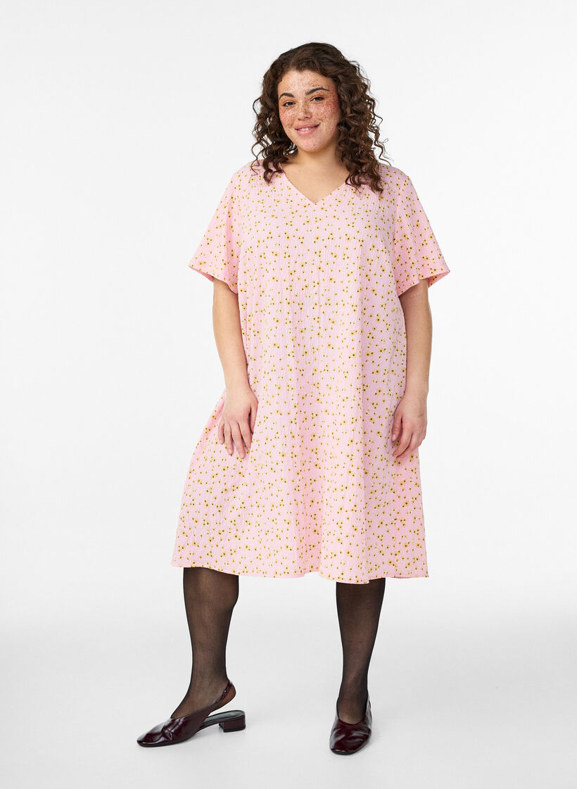 Kleid mit kurzen &Auml;rmeln und V-Ausschnitt, Rot, Model image number 0