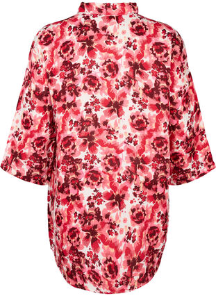 Langes Shirt mit Allover-Druck, Pink AOP Flower, Packshot image number 1