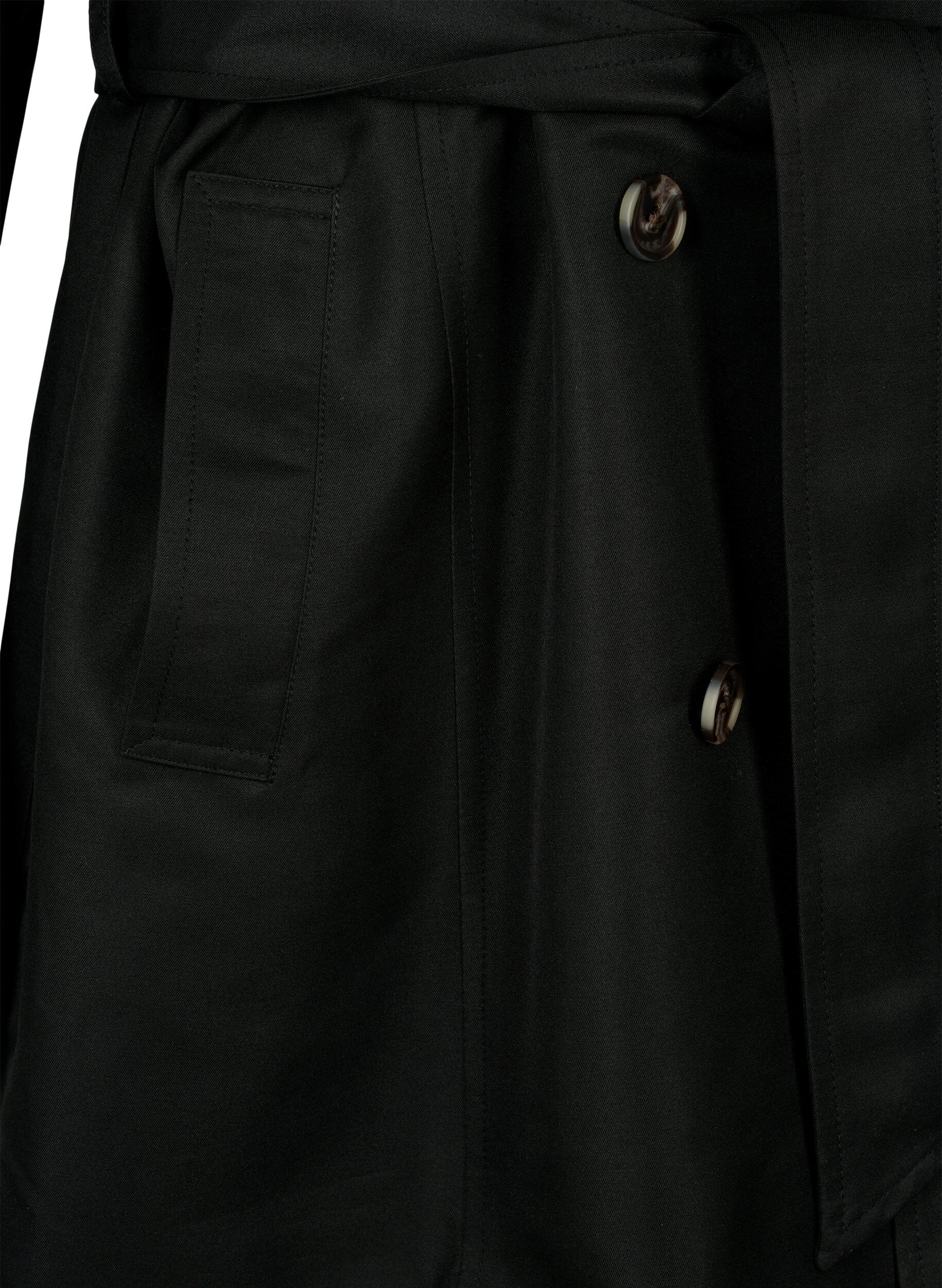 ZizziKurzer Trenchcoat mit G&uuml;rtel, Schwarz, Packshot image number 3