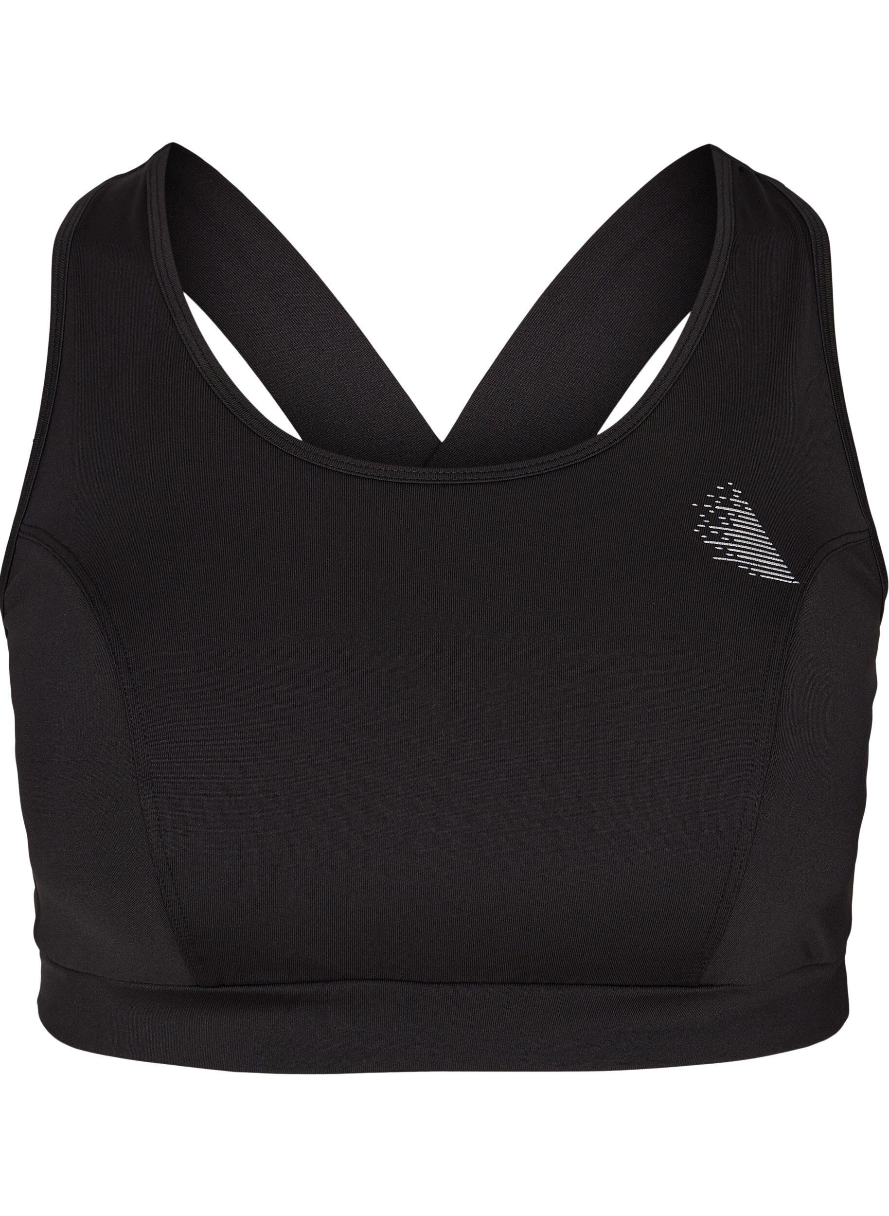 ZizziEinfarbiges Sporttop mit Kreuzr&uuml;cken, Black, Packshot image number 0