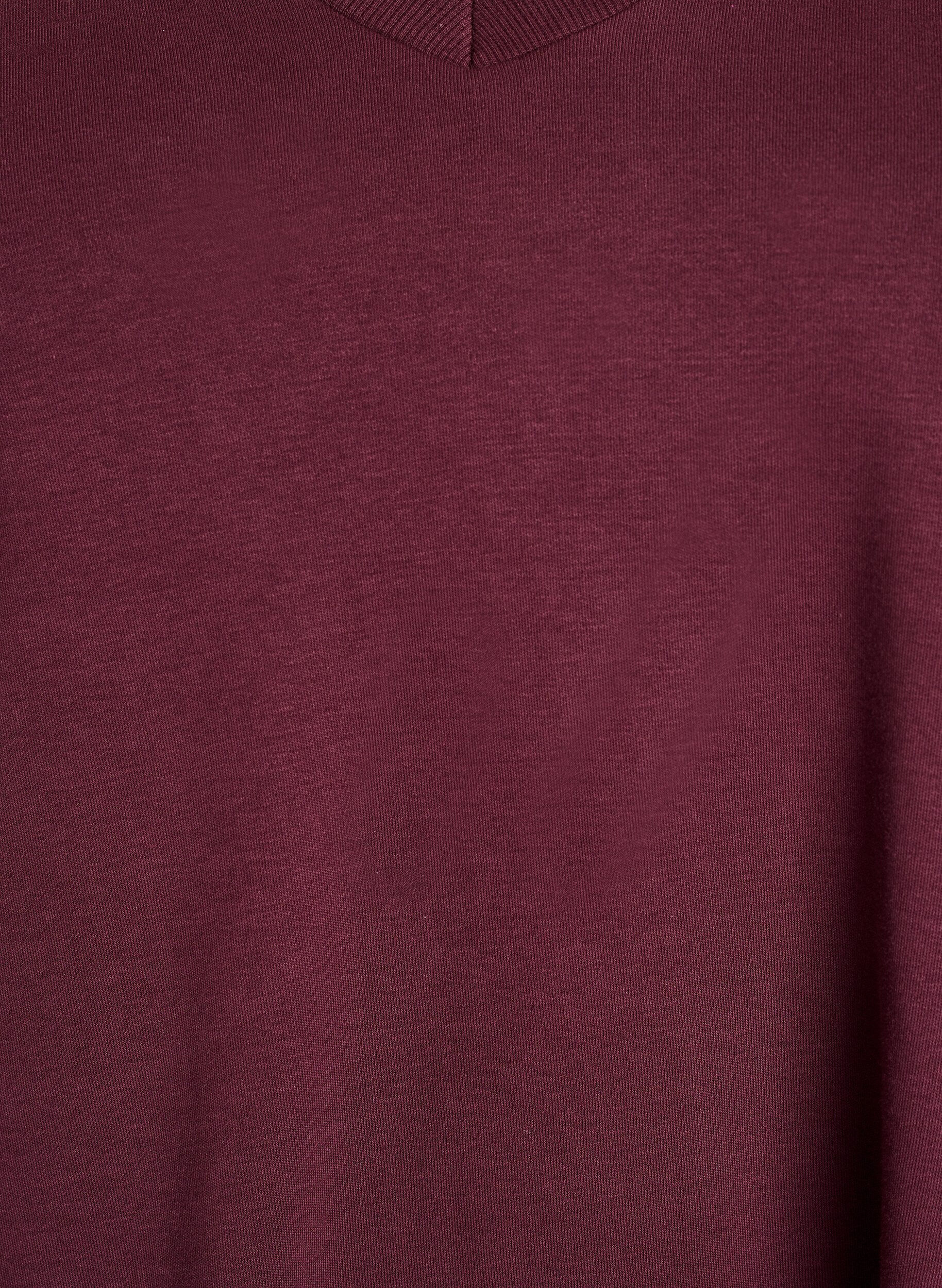 ZizziBasic-T-Shirt mit V-Ausschnitt aus Bio-Baumwolle, Dunkles Bordeaux, Packshot image number 2