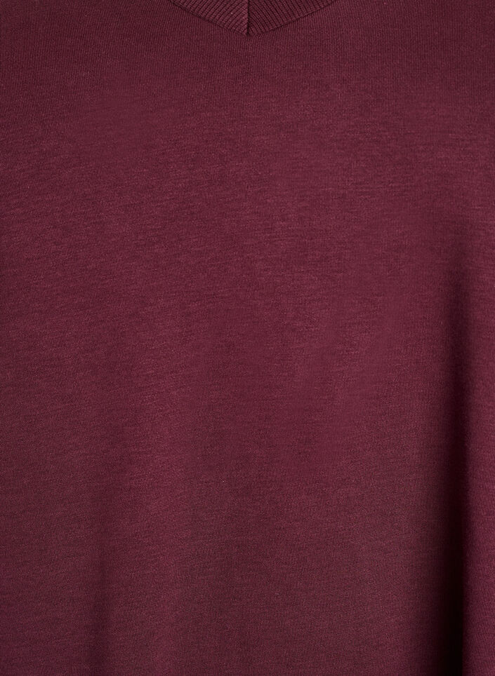 Basic-T-Shirt mit V-Ausschnitt aus Bio-Baumwolle, Dunkles Bordeaux, Packshot image number 2