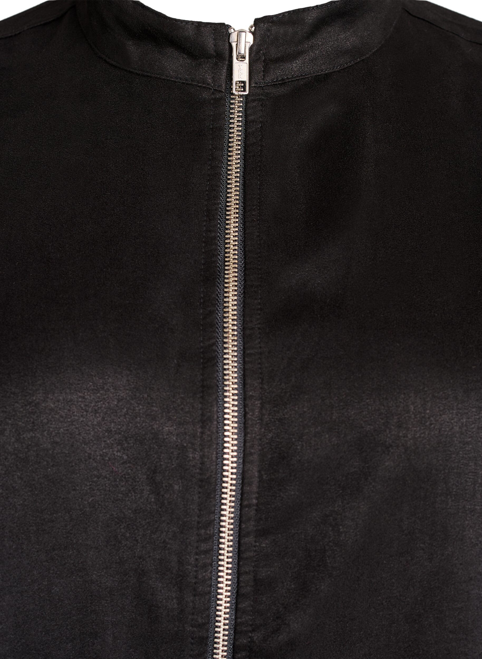 ZizziLanges Hemd aus Wildlederimitat mit Rei&szlig;verschluss, Schwarz, Packshot image number 2