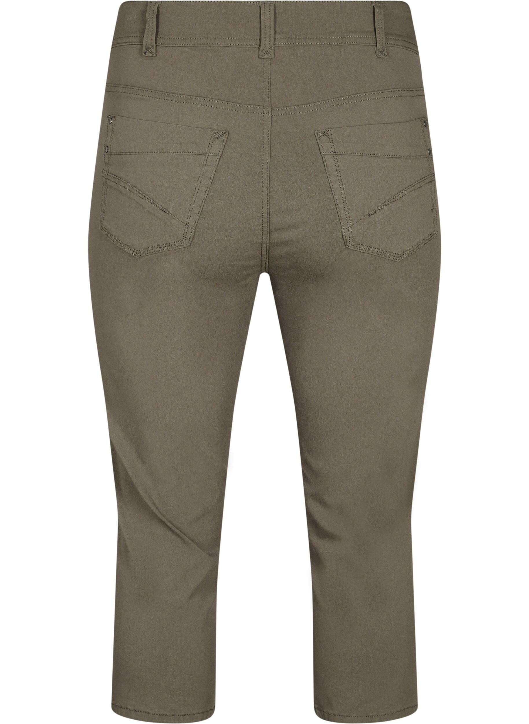 ZizziEng anliegende Capri-Hose aus einer Viskosemischung, Dusty Olive, Packshot image number 1