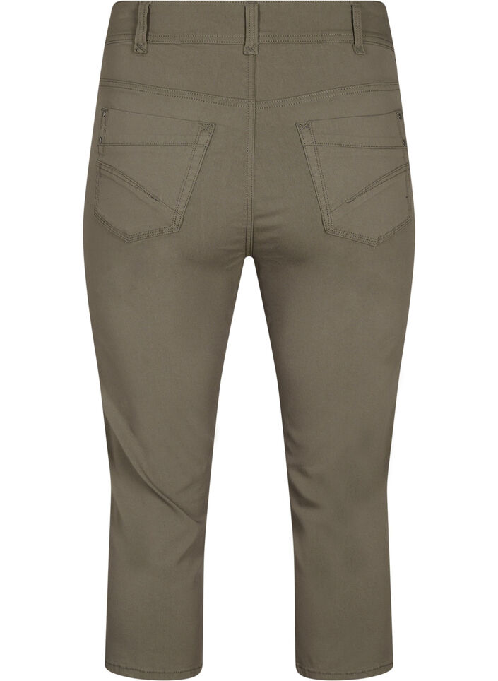 Eng anliegende Capri-Hose aus einer Viskosemischung, Dusty Olive, Packshot image number 1